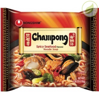 Лапша быстрого приготовления Чампонг, острая с морепродуктами, Nongshim, 130г