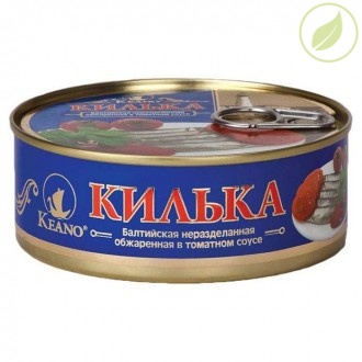 Килька в томатном соусе Keano неразделанная обжаренная балтийская, «5 морей», 240 г
