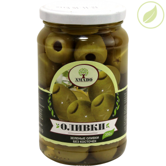 Зеленые оливки с косточкой, крупные, "Amado" 350 г