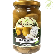 Зеленые оливки с сыром чанах, "Amado" 350 г